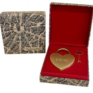 Christian Dior Gold Heart Lock and Key Set